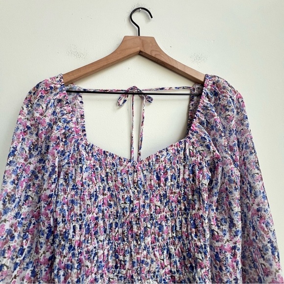 NWT Lucy Paris Mabel Floral Coquette Smocked Puff Sleeve Blouse Cottagecore XS - Picture 3 of 12